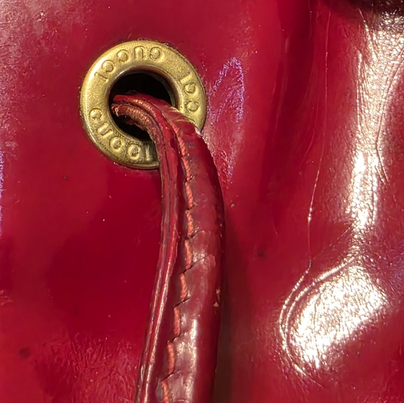 Gucci Bag Vintage Bamboo Handle Red Patent Leather Mini Rucksack Backpack Purse - Picture 10 of 16